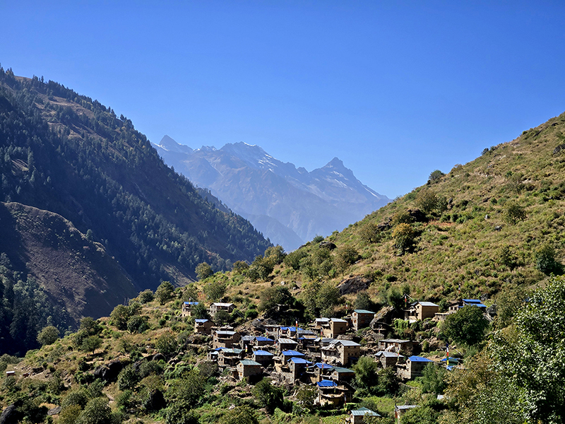 A village in the mountains.